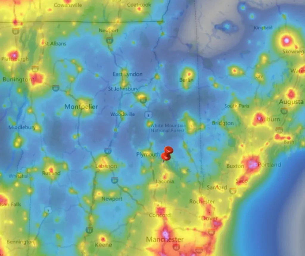 light pollution map in New Hampshire