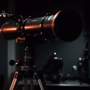 a telescope standing in low light environment
