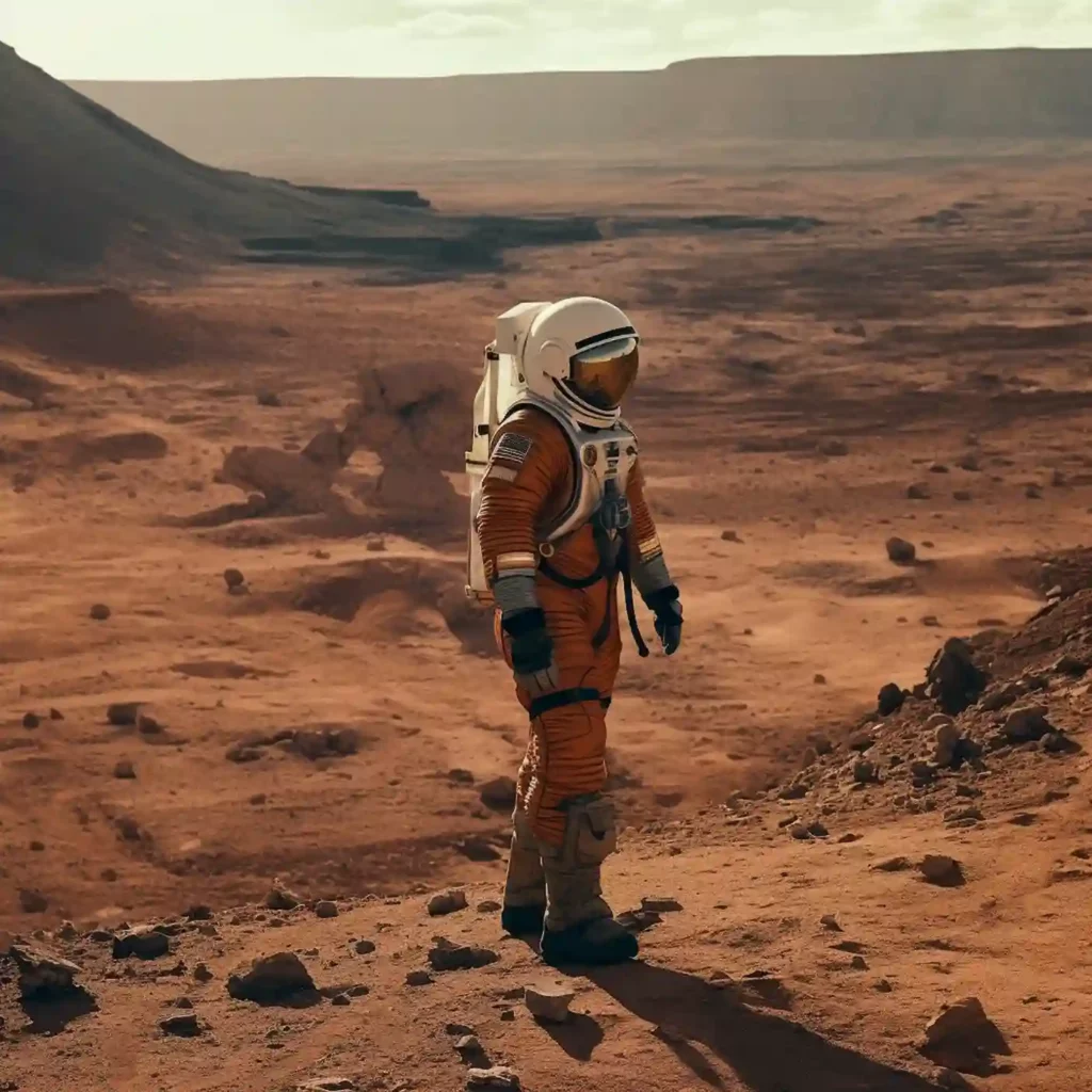 an astronaut walking on mars
