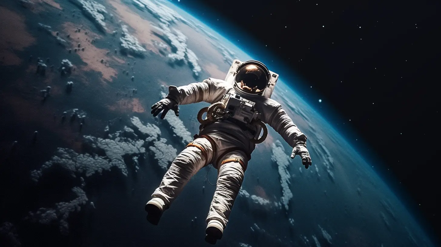 an astronaut in space with earth in background