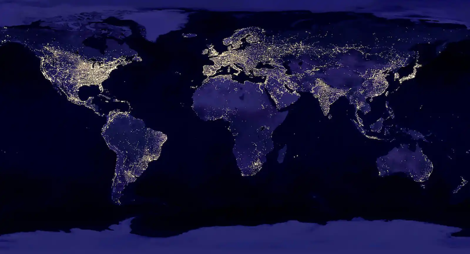 night time light levels accross the globe