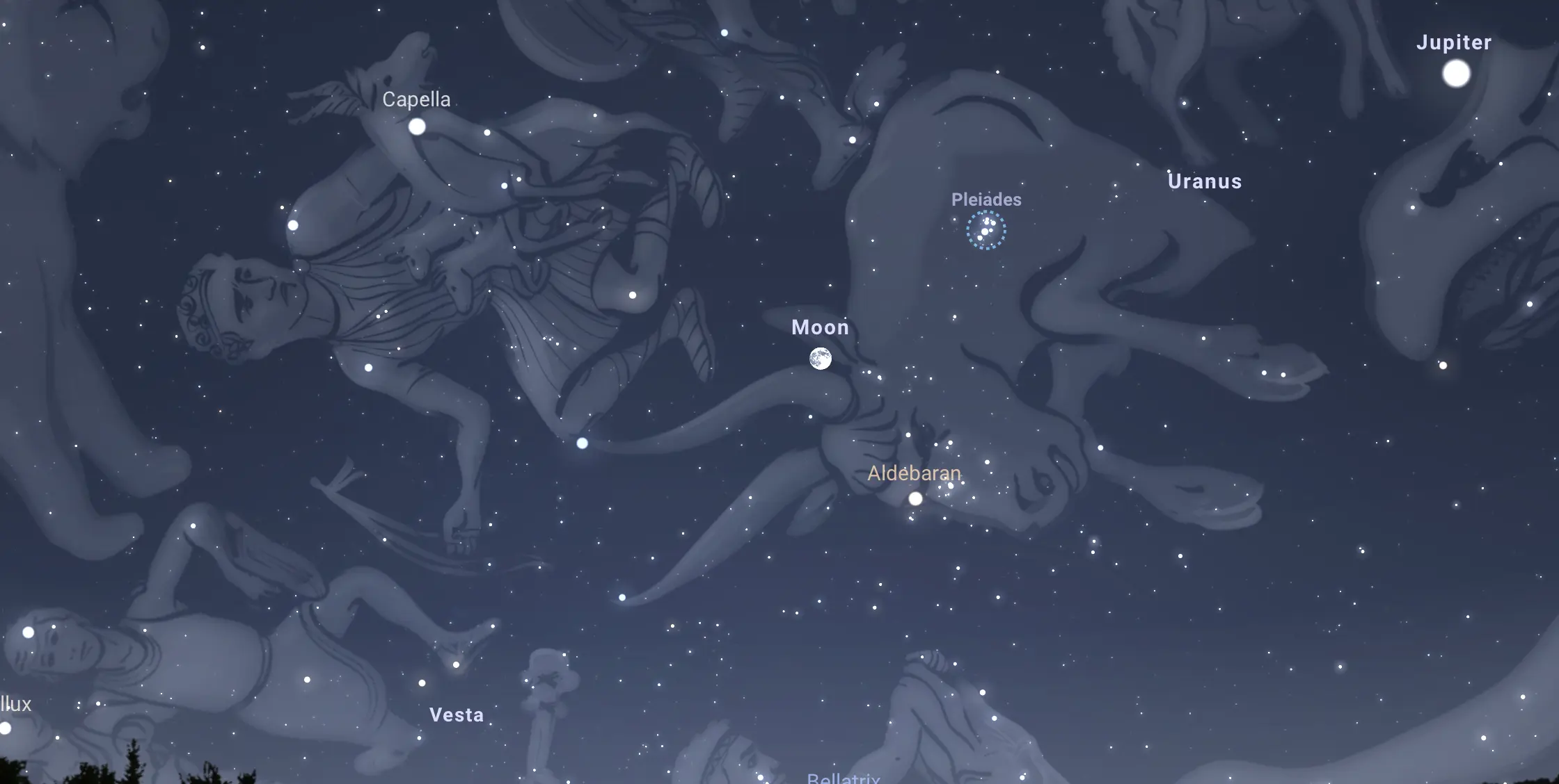 november full moon location in the night sky