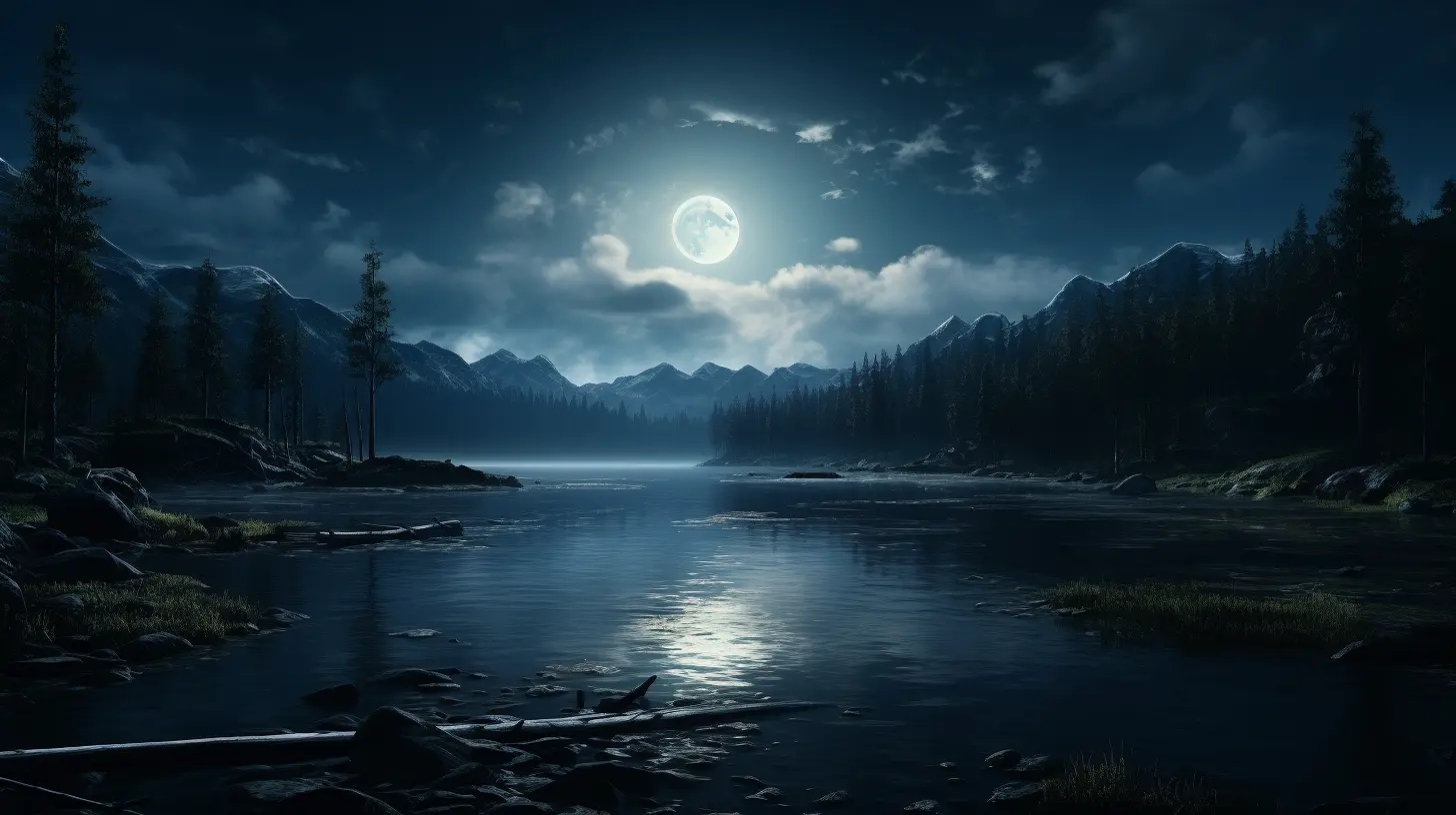 blue moon shining down a lake
