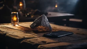 meteorite next to smartphone