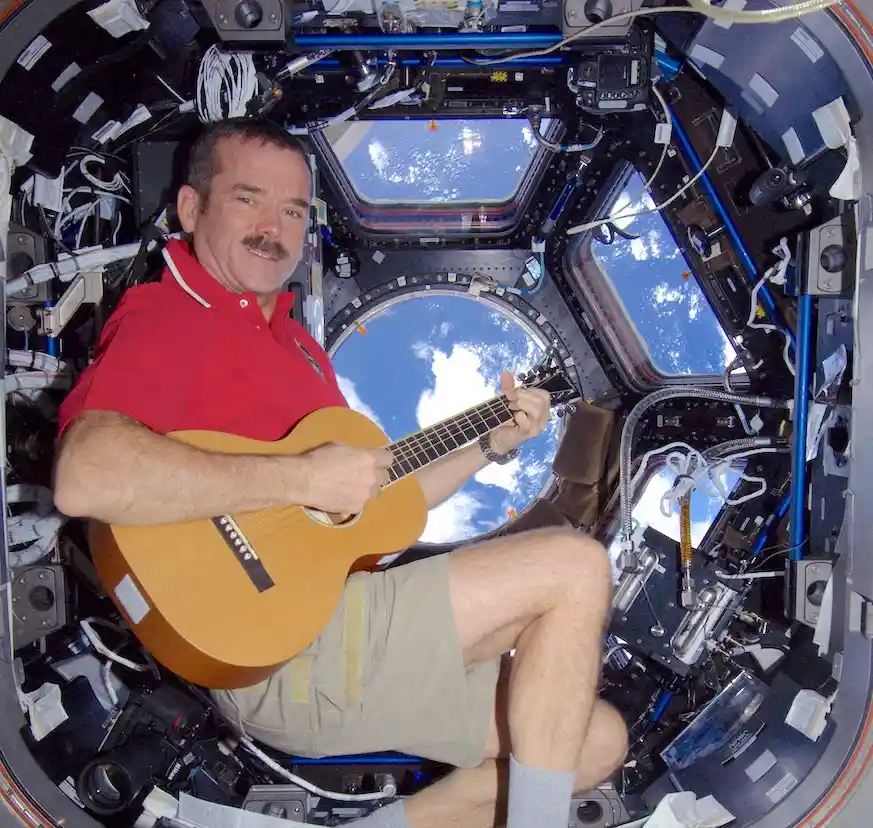 chris hadfield playing guitar in space