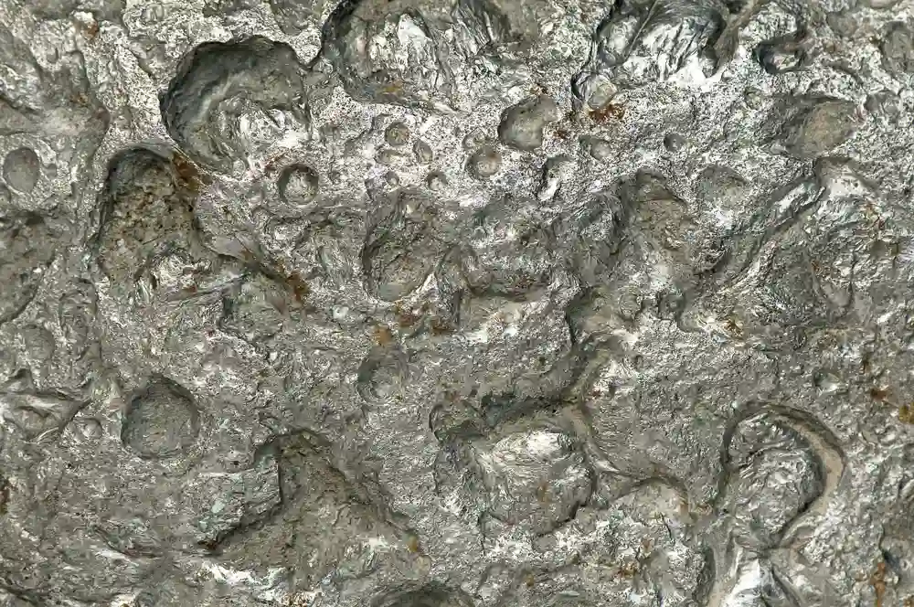 close up of regmaglypts on meteorite surface