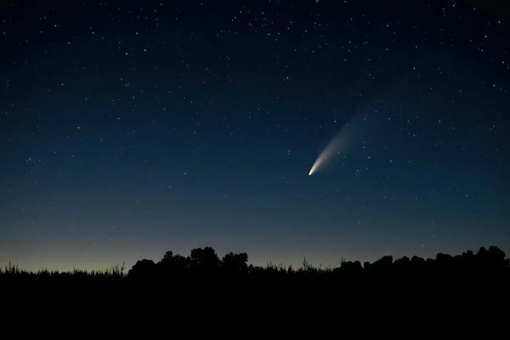 a comet in the night sky