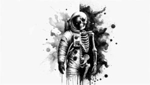 black and white digital art of an astronaut