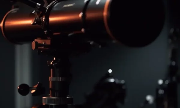 a telescope standing in low light environment