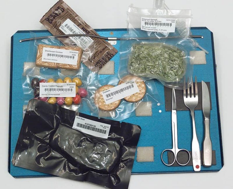 astronaut meal on a tray