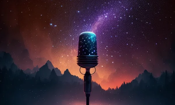 interview microphone with nightsky background