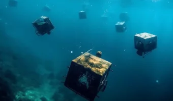 rusty satellites floating deep in the ocean