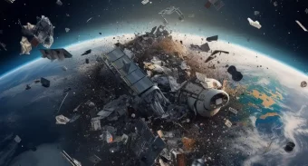 space junk in space artist rendition
